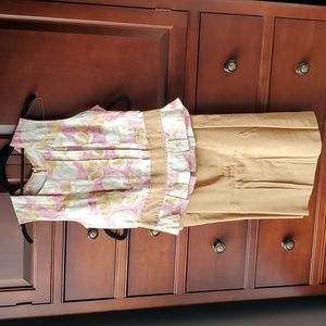 Zenobia - sleeveless 100% linen top and 53% linen/ 47% viscose skirt.